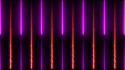 Glowing neon light animation on black screen. Abstract glowing neon lights blinking lines illustration.