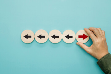 Business disruption ,outstanding, leadership, creative idea and innovation concept. A man choose...