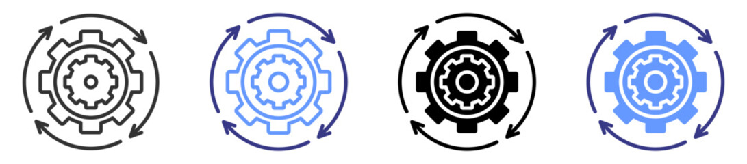 process icon set multiple style