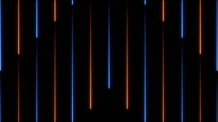 Glowing neon light animation on black screen. Abstract glowing neon lights blinking lines illustration.