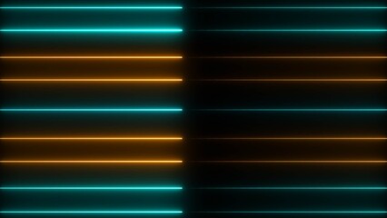 Glowing neon light animation on black screen. Abstract glowing neon lights blinking lines illustration.