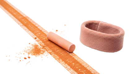SPORT - Peach colored chalk pastel stick with chalk dust line and matching fabric wristband, perfect for art projects and creative drawing
