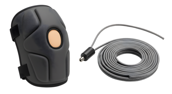 SPORT - Professional knee pad with adjustable strap and coiled cable for protection and support in sports and work activities