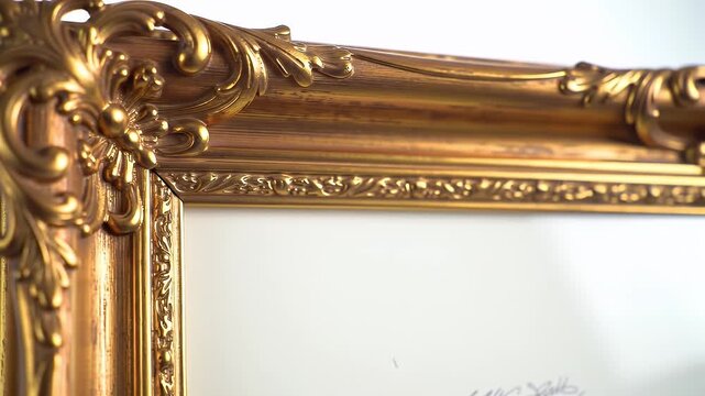 Ornate Gold Picture Frame Detail Close Up