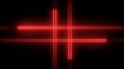Glowing neon light animation on black screen. Abstract glowing neon lights blinking lines illustration.