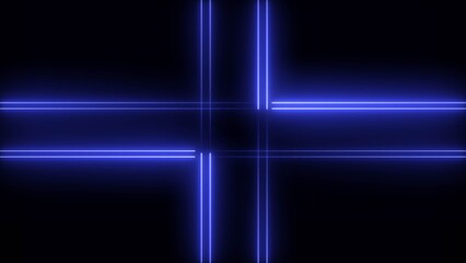 Glowing neon light animation on black screen. Abstract glowing neon lights blinking lines illustration.