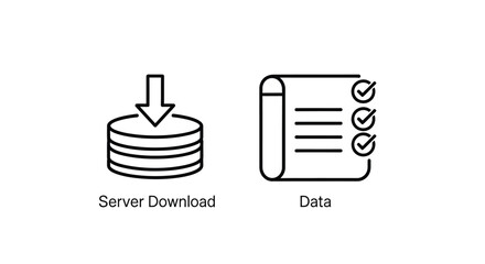 Vector illustration of server download and data icons