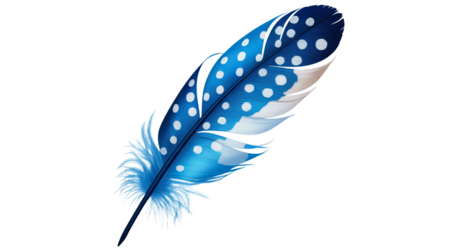 Elegant blue and white spotted feather design for creative projects