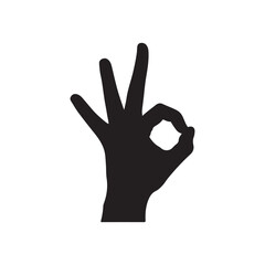 Obraz premium Ok hand sign silhouette vector flat illustration design on white background