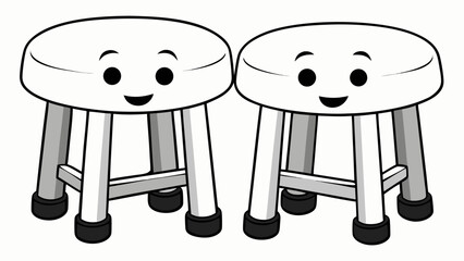 Black white simple and unique cartoon style modern empty comfortable stools for baby isolated on white background vector illustration.