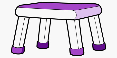Dark purple white simple and unique cartoon style modern empty comfortable stools for baby isolated on white background vector illustration.