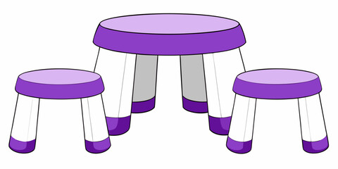 Dark purple white simple and unique cartoon style modern empty comfortable stools for baby isolated on white background vector illustration.