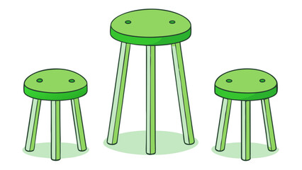green simple and unique cartoon style modern empty comfortable stools for baby isolated on white background vector illustration.