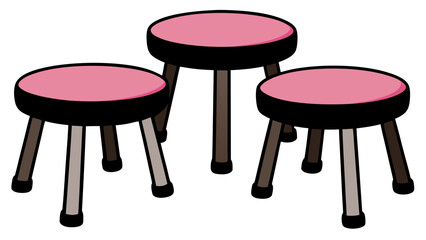 Pink black simple and unique cartoon style modern empty comfortable stools for baby isolated on white background vector illustration.