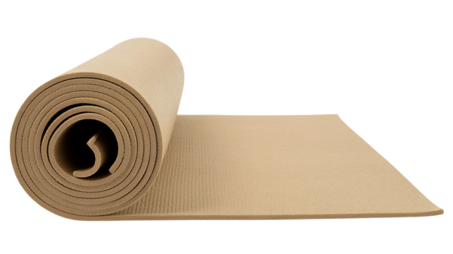 Natural yoga mat unrolled, ready for your mindful exercise routine