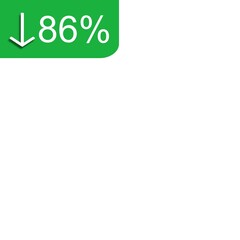 
The image shows a green label with a white downward arrow and the text 