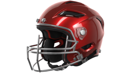 Bold red football helmet, ready for the big game, showcasing protection