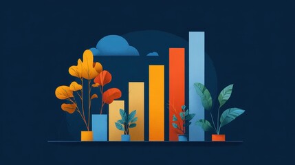 Financial growth strategy illustration flat design front view investment theme animation Split-complementary color scheme. 