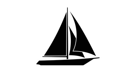 Silhouette of a Sailing Boat with Triangular Sails.