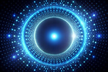 Obraz premium Abstract Glowing Blue Rings and Dots Creating a Tunnel Effect