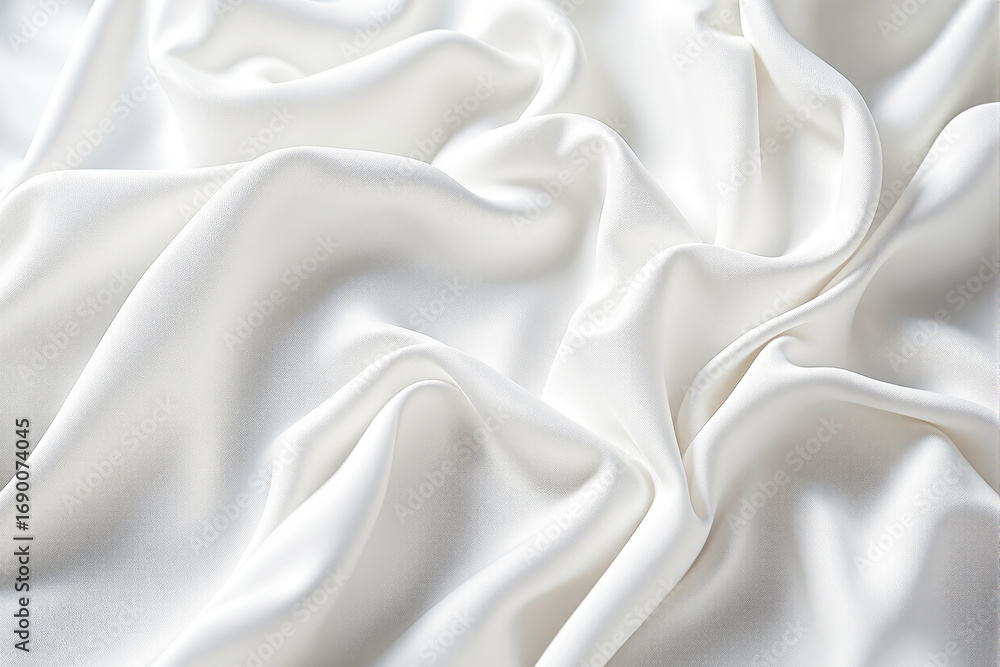 Poster elegant smooth white silk fabric with soft folds and luxurious texture draped artistically under nat