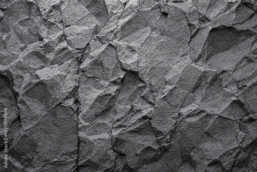 Poster abstract rough polygonal stone surface with angular geometric texture and deep crevices in artistic 
