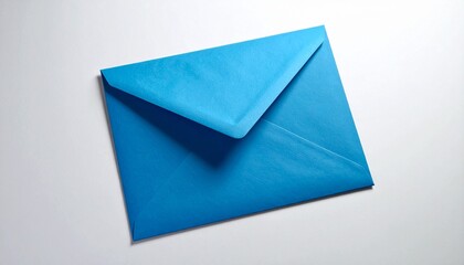 Vibrant blue envelope sealed and angled on a white surface