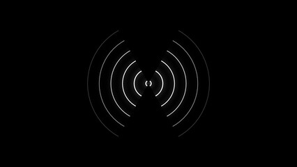 White concentric circles radiating from a central point on a black background abstract