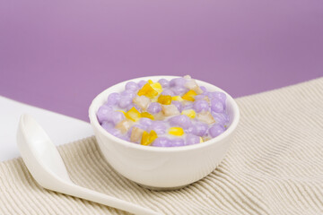 Coconut dumplings (Bua Loi) on a cloth, dessert