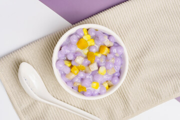 Coconut dumplings (Bua Loi) on a cloth, dessert