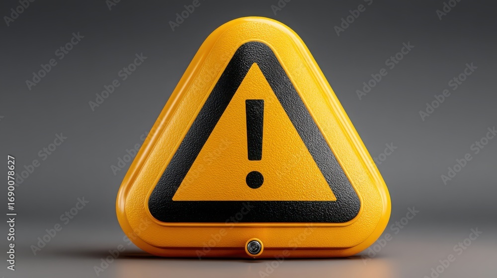 Poster yellow triangle with black arrow representing automated signal deployment icon concept for smart ale