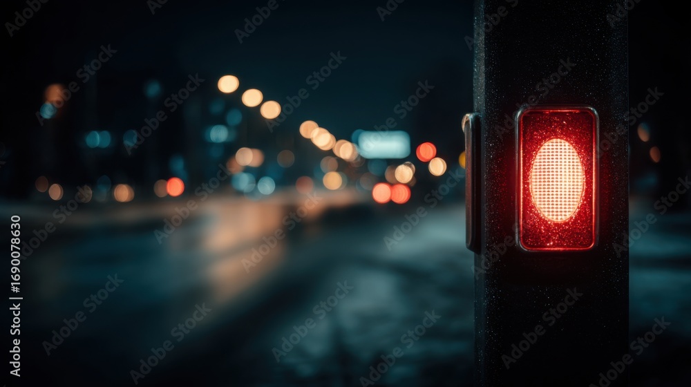 Poster traffic light on a pole illustrating automated signal deployment icon concept for smart alert system