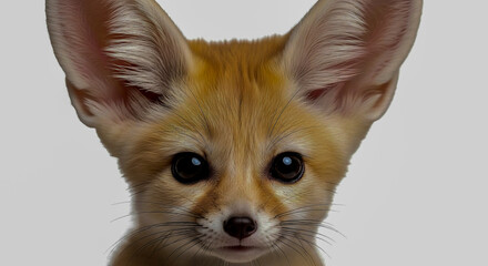 Obraz premium Fennec fox kit (Vulpes zerda) close-up of large ears isolated on white background 