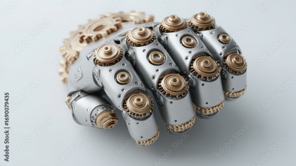 Poster intricate ball of gears illustrating the complex design and functionality of automated mechanical sy