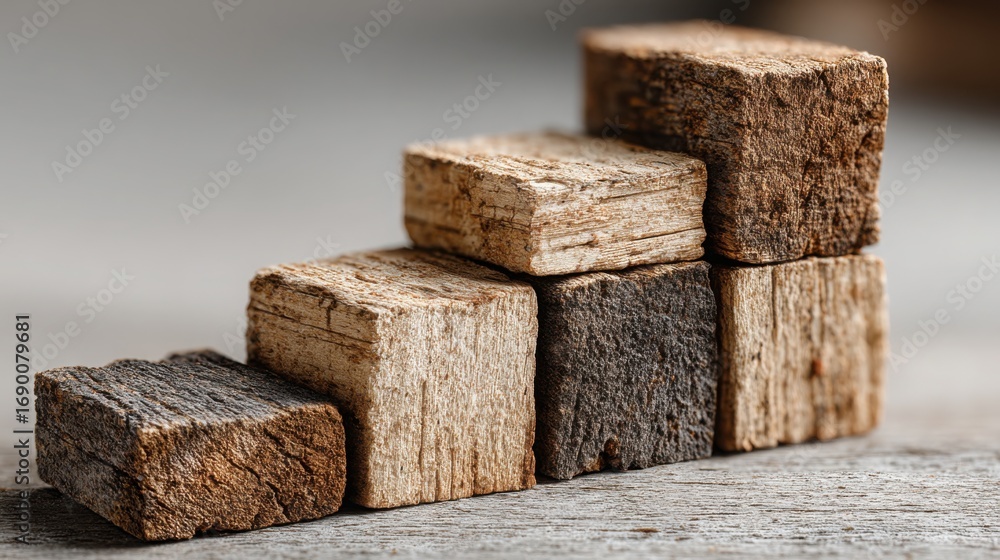Poster a pile of colorful wooden blocks stacked neatly together representing structure and creativity in de