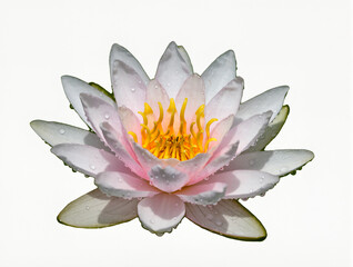 Elegant water lily blooms gracefully under soft light in serene pond