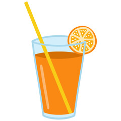 cartoon illustration of a glass of orange juice 