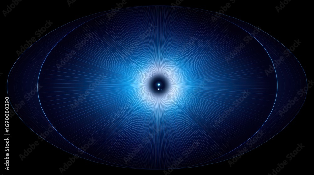 Poster abstract representation of blue light illuminating a circle in the center symbolizing blockchain tec