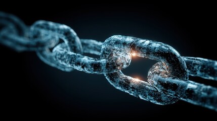 Chain with glowing light symbolizing decentralized trade and innovative blockchain integration in modern financial systems