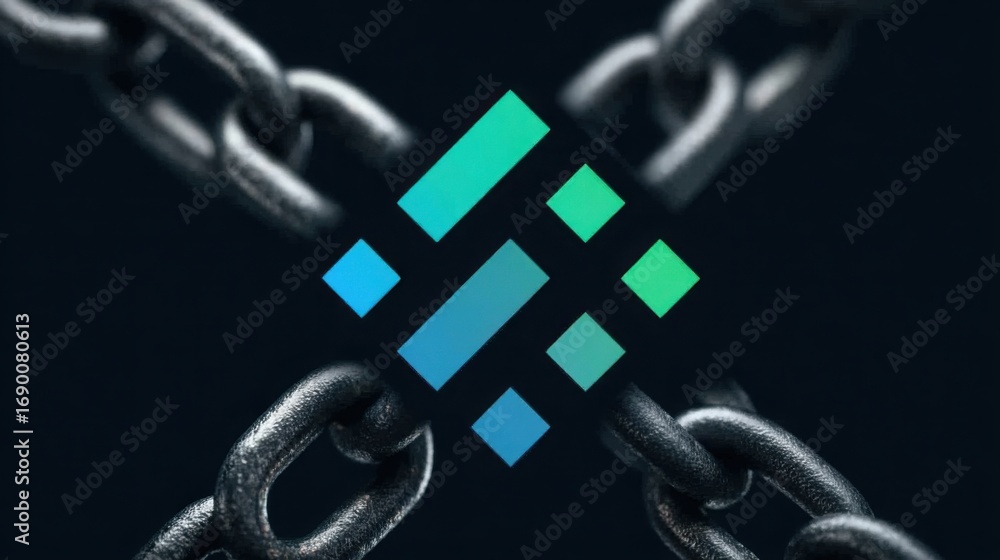 Leinwandbilder chain with the letter x in the center representing key concepts in blockchain technology and immutab