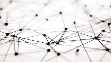 Network of black and white lines demonstrating the complex interconnections of blockchain technology in decentralized systems