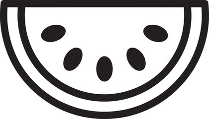 Obraz premium Minimalist Watermelon Slice Illustration Fresh Summer Fruit with Seeds Simple Black and White Design for Food and Lifestyle