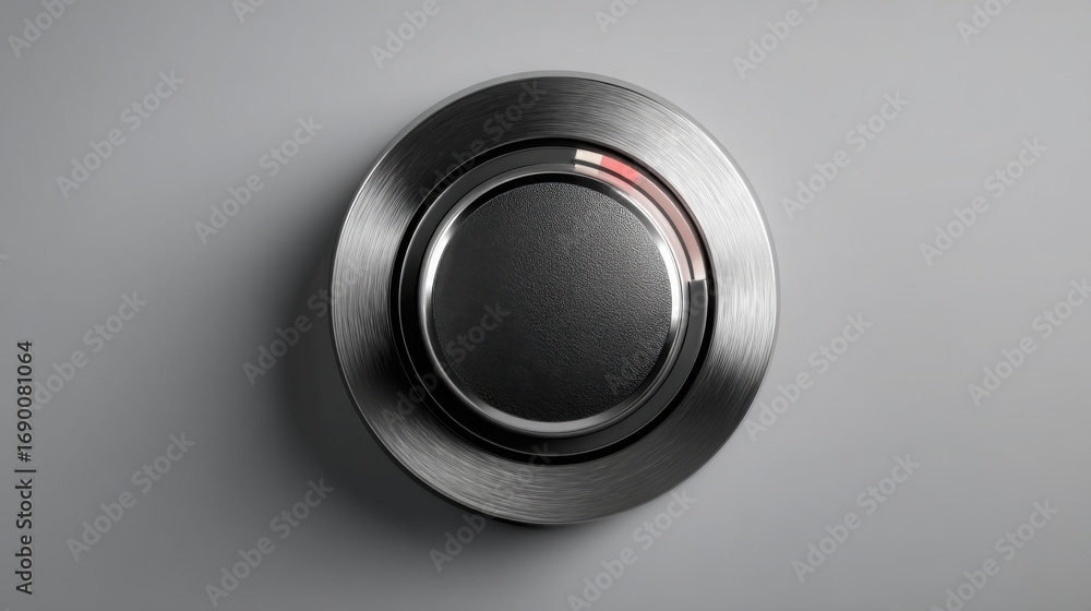 Poster close-up of a button on a wall symbolizing blockchain liquidity dial concept for crypto-based volume