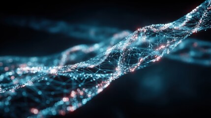 Abstract representation of a long dark wire-like structure as a concept for a blockchain timing layer icon