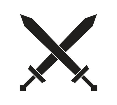 Crossed Swords Vector Icon &ndash; Medieval Battle Emblem and Weapon Symbol