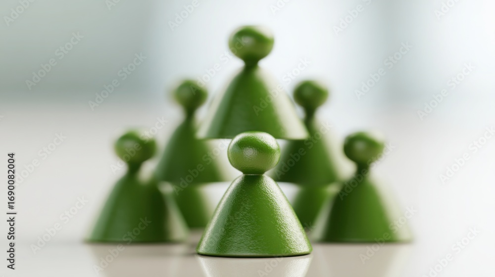 Poster group of green people symbolizing community and scalable identity in conceptual branding and structu