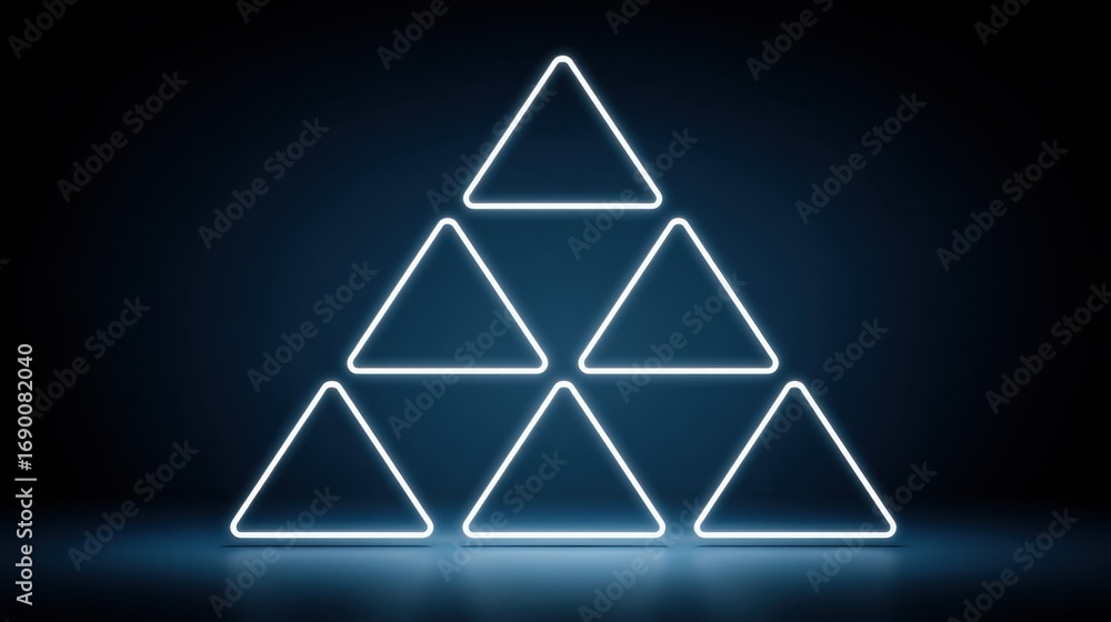 Poster eye-catching neon triangle symbolizing modern structure and scalable identity in contemporary design