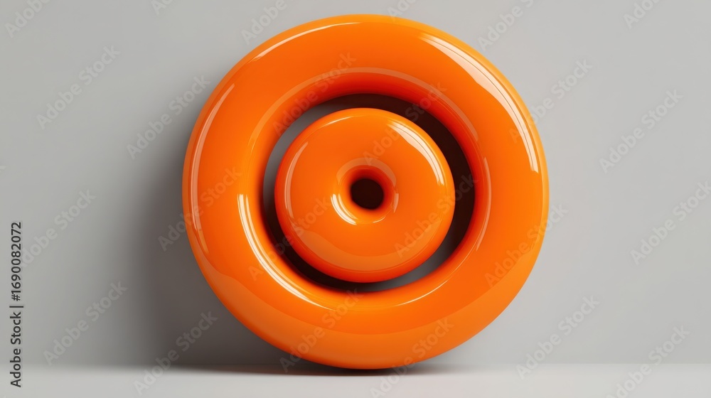 Poster striking orange object resting on a clean white surface representing fibonacci identity curve in des