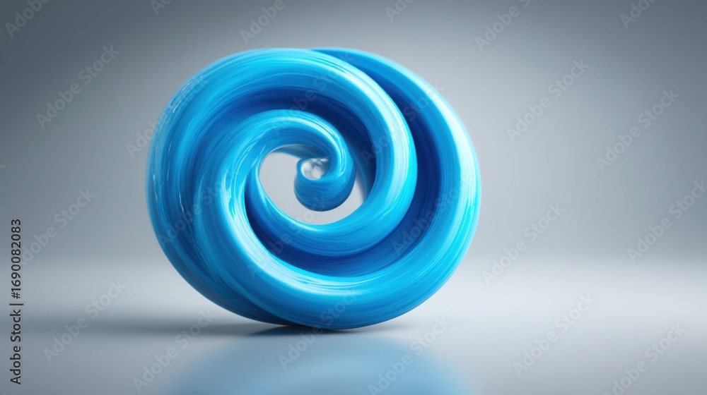 Poster dynamic blue spiral on a minimalist background illustrating fibonacci identity curve in contemporary