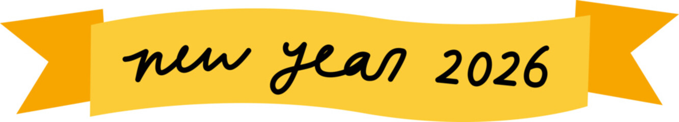 New Year 2026 Ribbon Banner Illustration